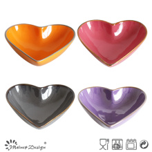 10cm Herzförmige Keramikschale Vollverglasung mit farbigem Rand